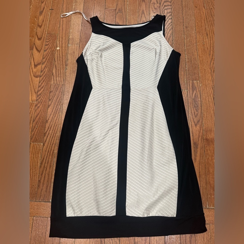 Sandra Darren Black and White Midi Dress